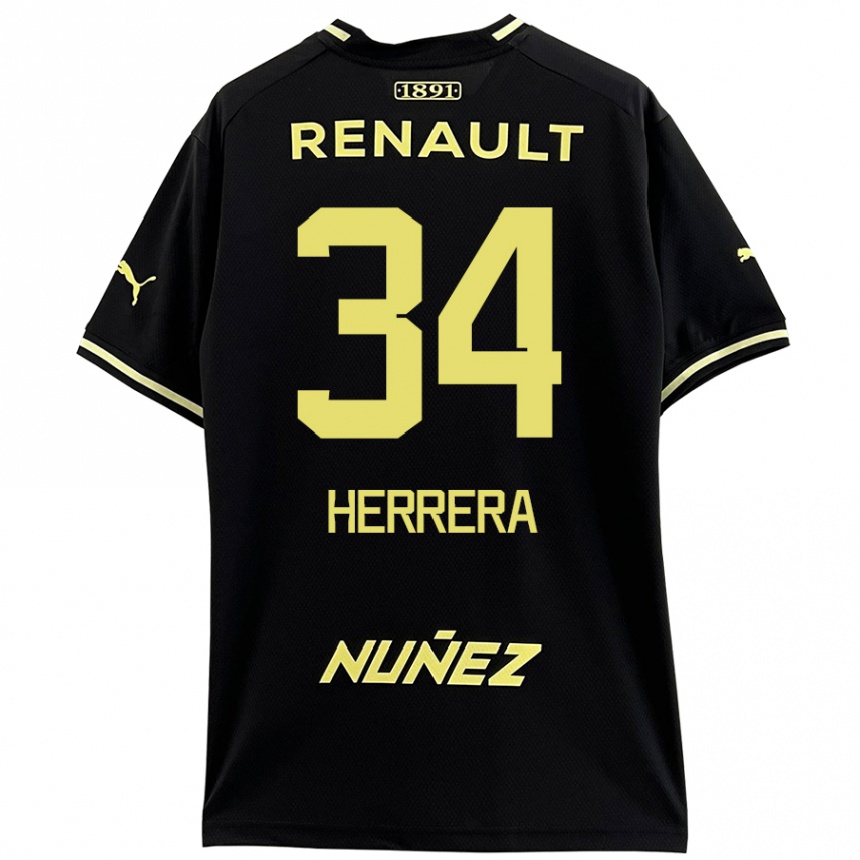 Kids Football Nahuel Herrera #34 Black Yellow Away Jersey 2024/25 T-Shirt Nz