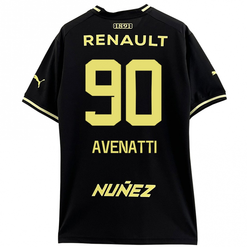 Kids Football Felipe Avenatti #90 Black Yellow Away Jersey 2024/25 T-Shirt Nz