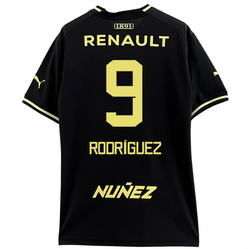 Kids Football Agustín Rodríguez #9 Black Yellow Away Jersey 2024/25 T-Shirt Nz