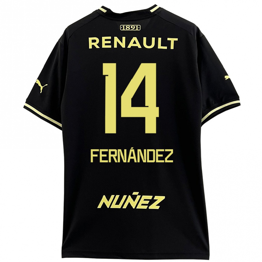 Kids Football Faustino Fernández #14 Black Yellow Away Jersey 2024/25 T-Shirt Nz