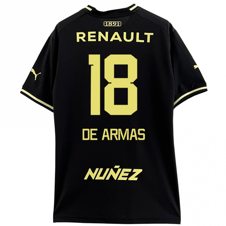 Kids Football Nahuel De Armas #18 Black Yellow Away Jersey 2024/25 T-Shirt Nz