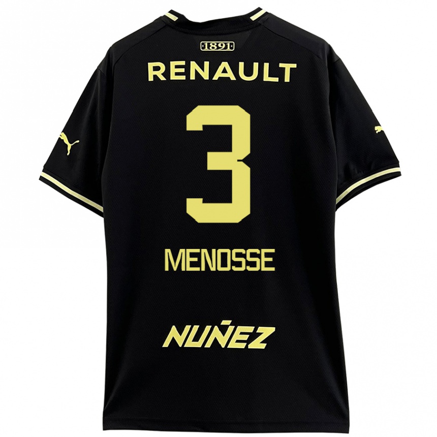 Kids Football Hernán Menosse #3 Black Yellow Away Jersey 2024/25 T-Shirt Nz