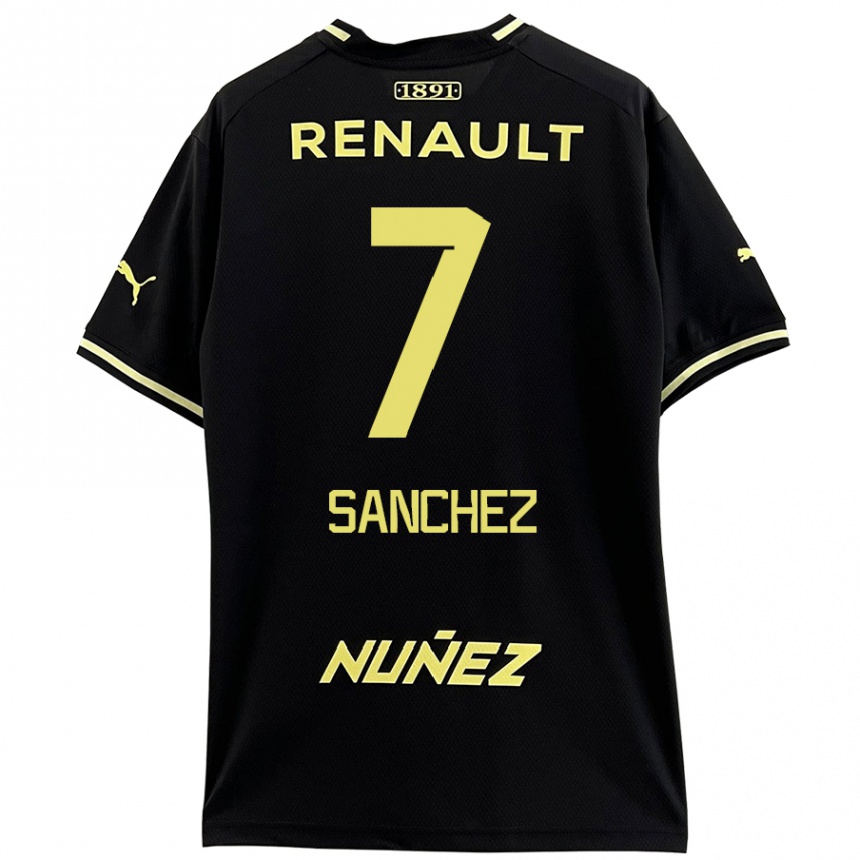 Kids Football Carlos Sánchez #7 Black Yellow Away Jersey 2024/25 T-Shirt Nz