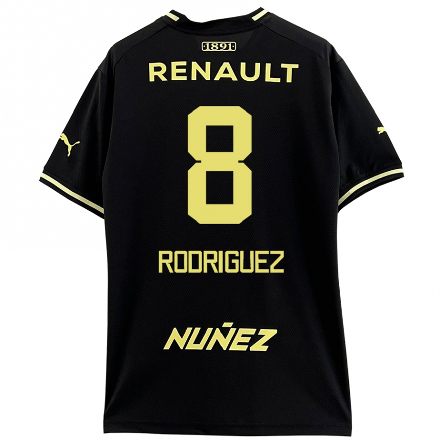 Kids Football Sebastián Rodríguez #8 Black Yellow Away Jersey 2024/25 T-Shirt Nz