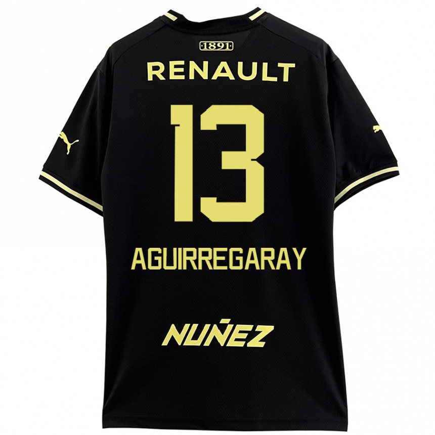 Kids Football Matías Aguirregaray #13 Black Yellow Away Jersey 2024/25 T-Shirt Nz