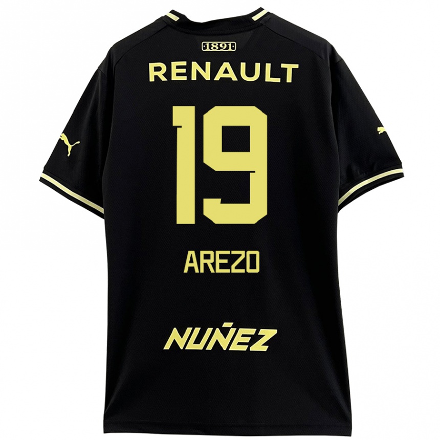 Kids Football Matías Arezo #19 Black Yellow Away Jersey 2024/25 T-Shirt Nz