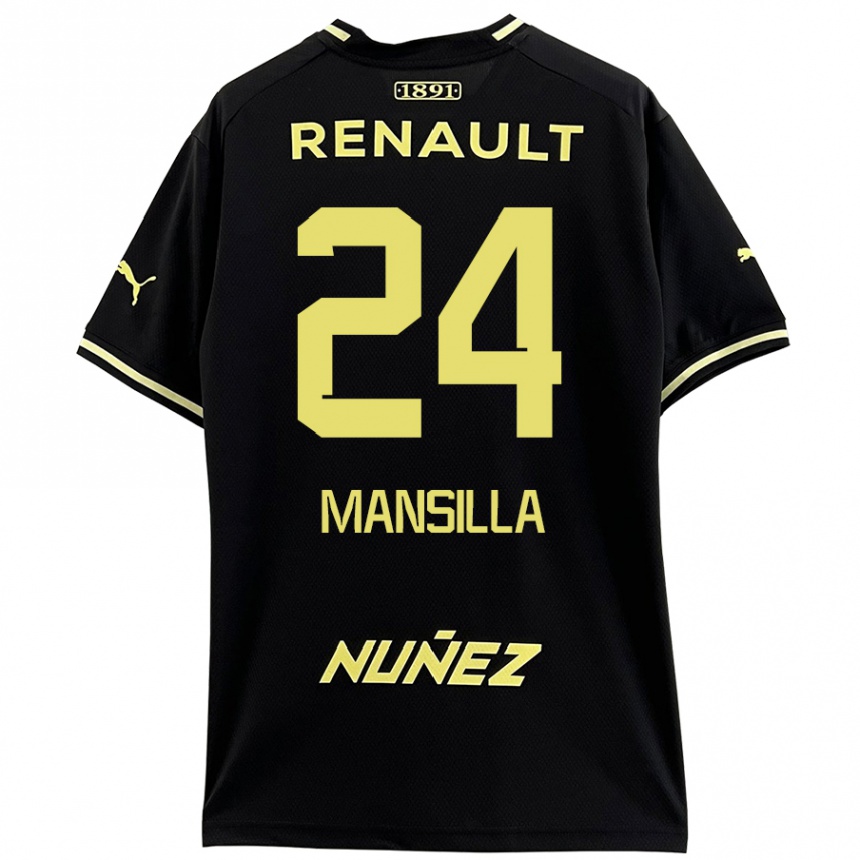 Kids Football Brian Mansilla #24 Black Yellow Away Jersey 2024/25 T-Shirt Nz