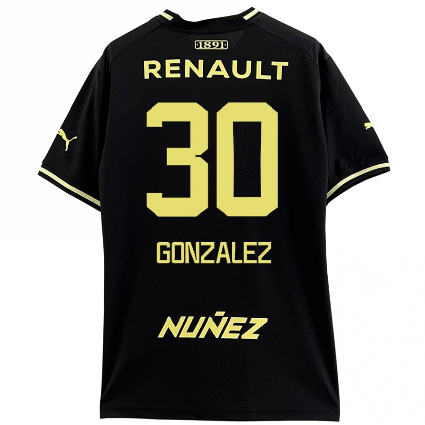 Kids Football Ángel González #30 Black Yellow Away Jersey 2024/25 T-Shirt Nz