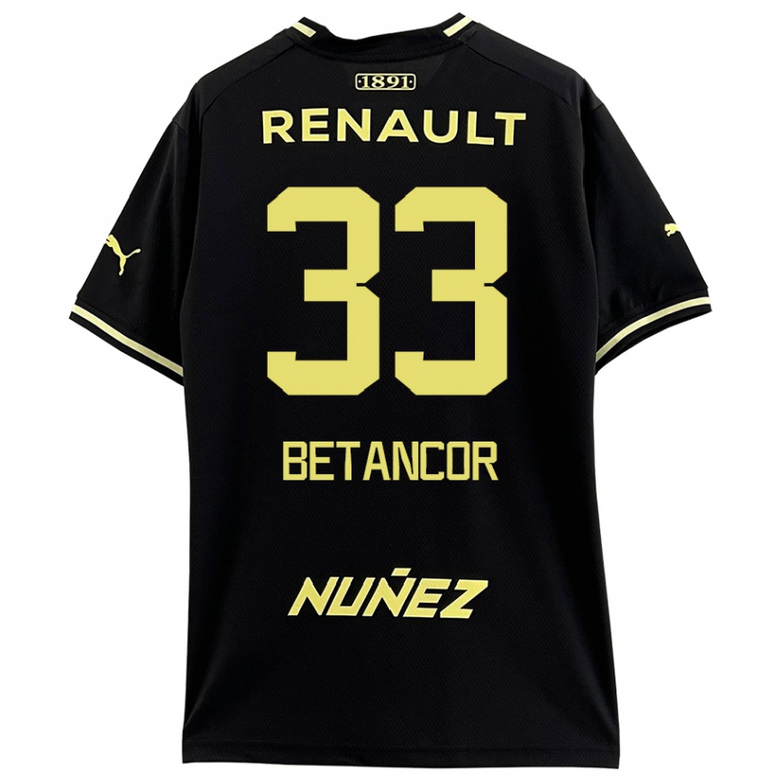 Kids Football Bruno Betancor #33 Black Yellow Away Jersey 2024/25 T-Shirt Nz