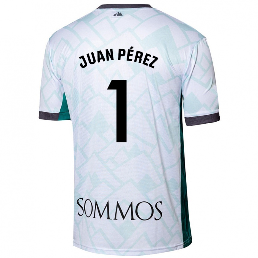 Kids Football Juan Pérez #1 White Green Away Jersey 2024/25 T-Shirt Nz