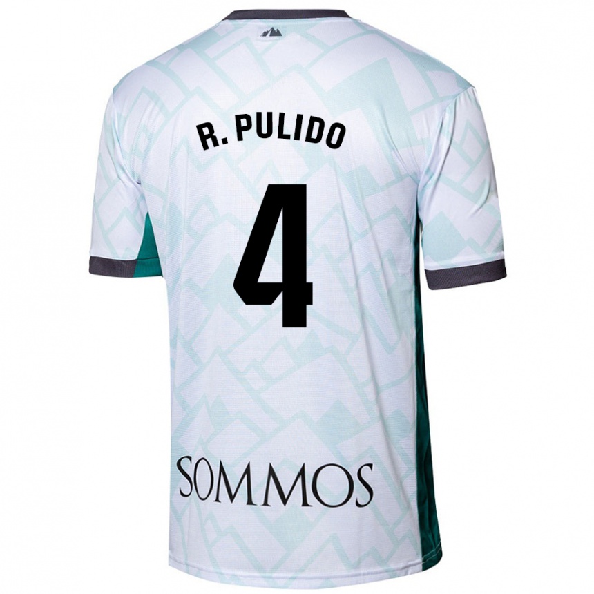 Kids Football Rubén Pulido #4 White Green Away Jersey 2024/25 T-Shirt Nz