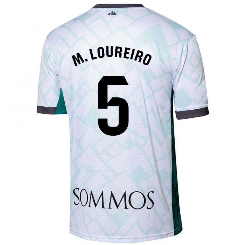 Kids Football Miguel Loureiro #5 White Green Away Jersey 2024/25 T-Shirt Nz