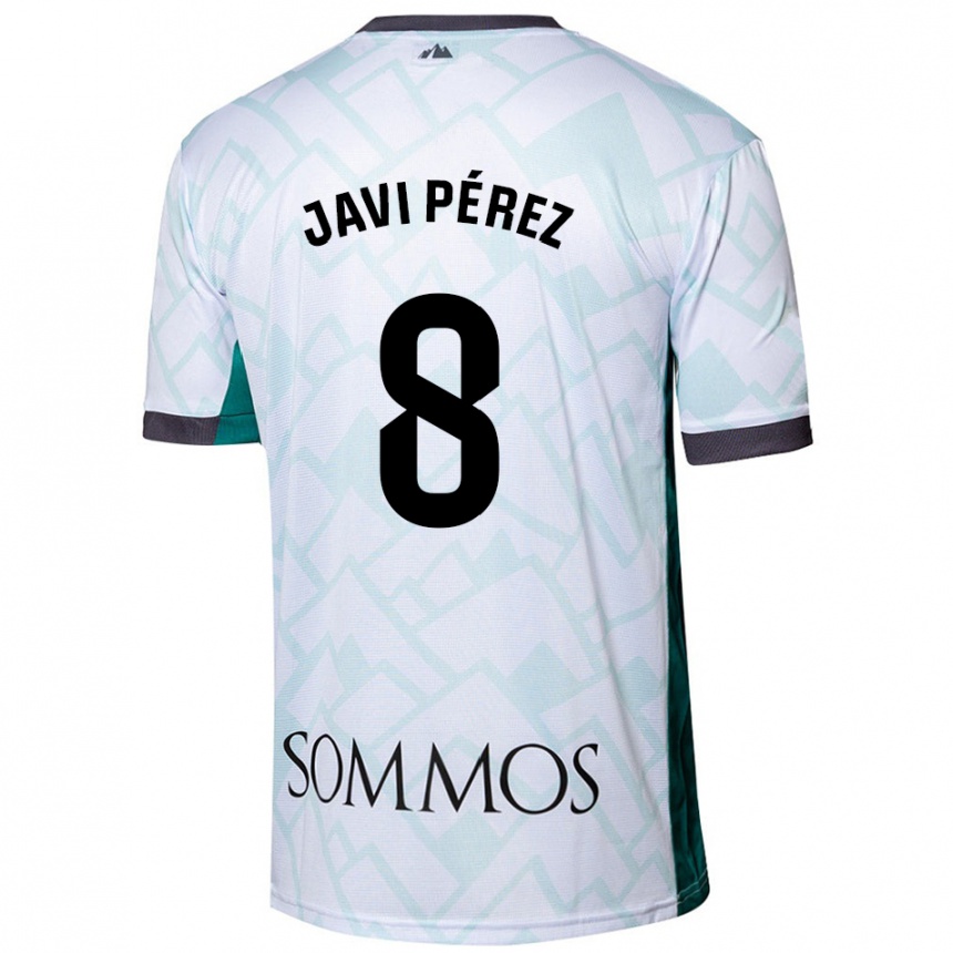 Kids Football Javi Pérez #8 White Green Away Jersey 2024/25 T-Shirt Nz