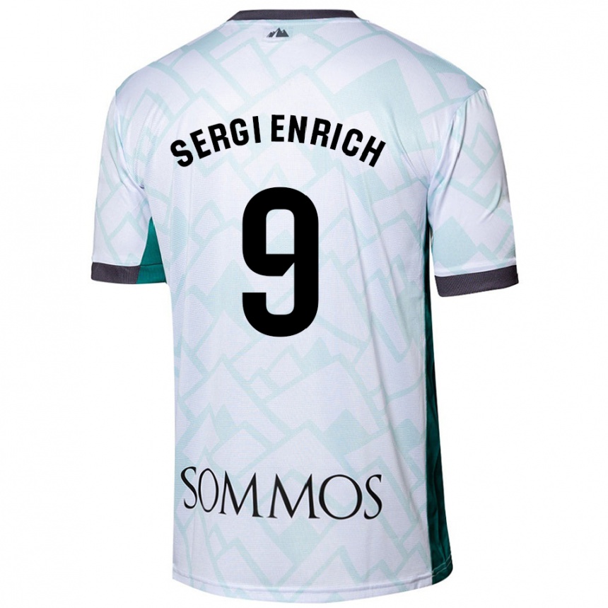 Kids Football Sergi Enrich #9 White Green Away Jersey 2024/25 T-Shirt Nz