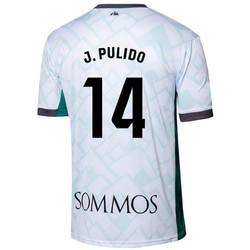 Kids Football Jorge Pulido #14 White Green Away Jersey 2024/25 T-Shirt Nz