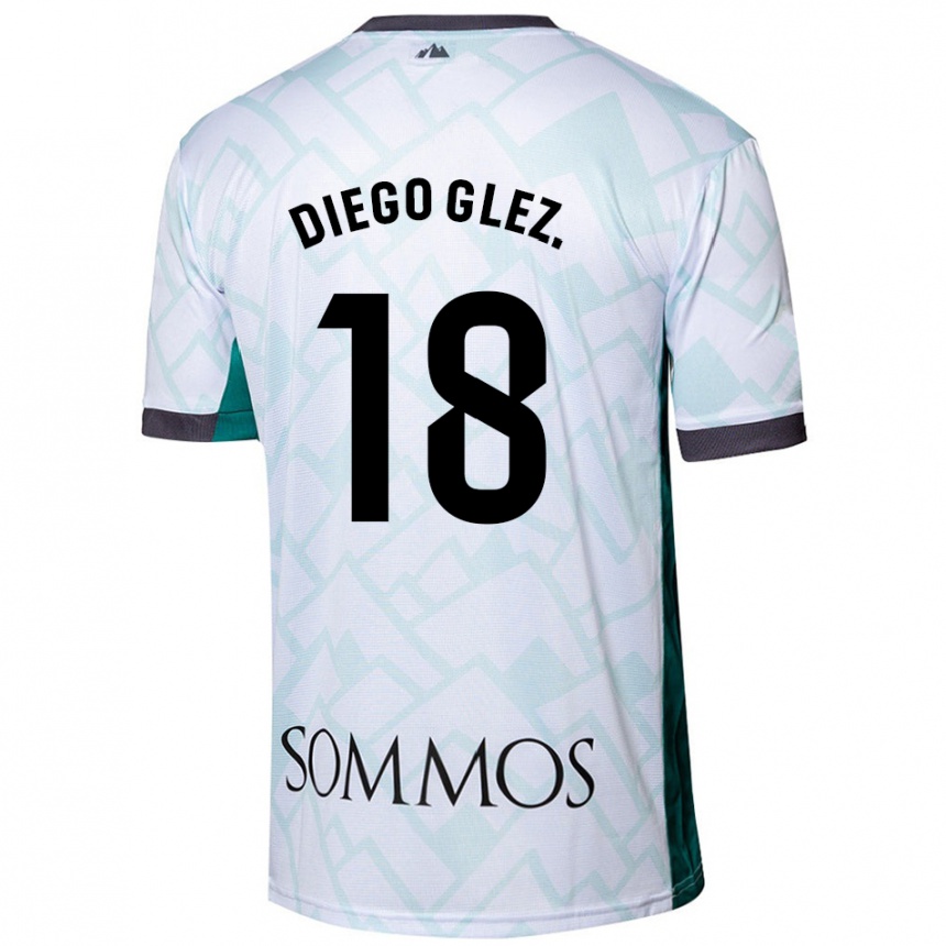 Kids Football Diego González #18 White Green Away Jersey 2024/25 T-Shirt Nz