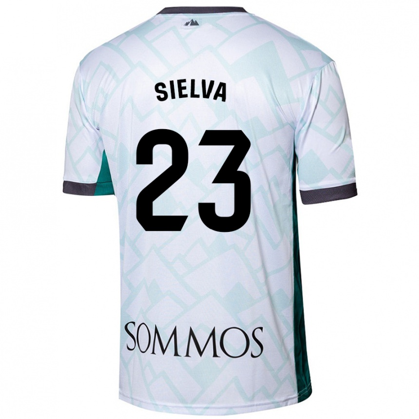 Kids Football Óscar Sielva #23 White Green Away Jersey 2024/25 T-Shirt Nz