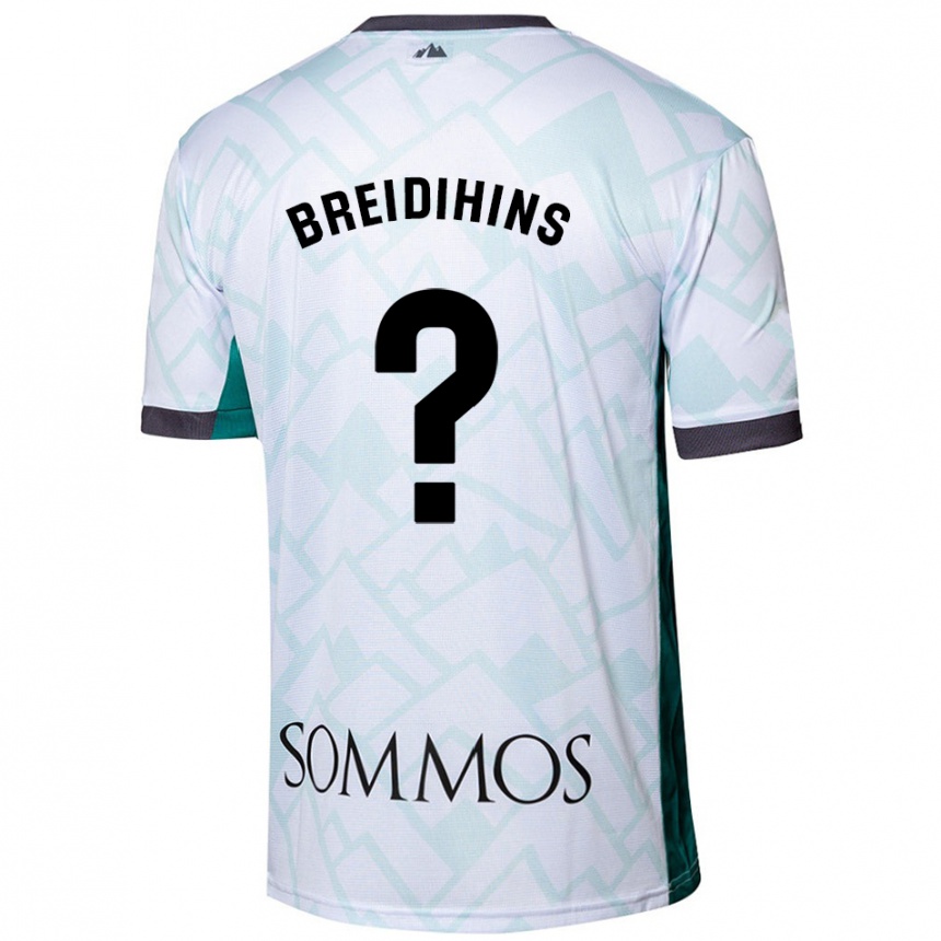 Kids Football Kirils Breidihins #0 White Green Away Jersey 2024/25 T-Shirt Nz