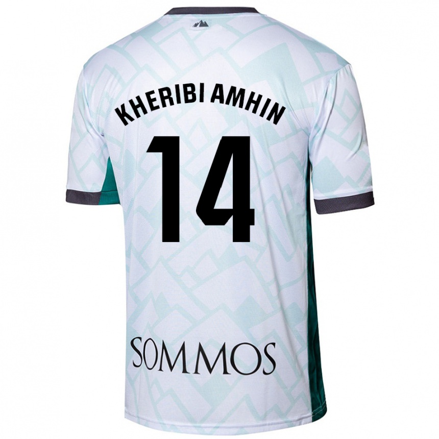 Kids Football Nabil Kheribi Amhin #14 White Green Away Jersey 2024/25 T-Shirt Nz