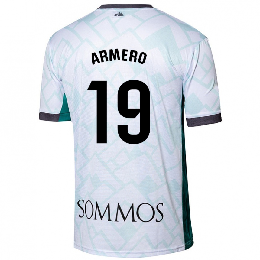 Kids Football Sergi Armero #19 White Green Away Jersey 2024/25 T-Shirt Nz