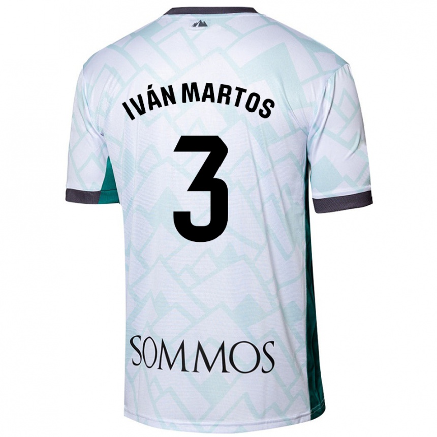 Kids Football Iván Martos #3 White Green Away Jersey 2024/25 T-Shirt Nz