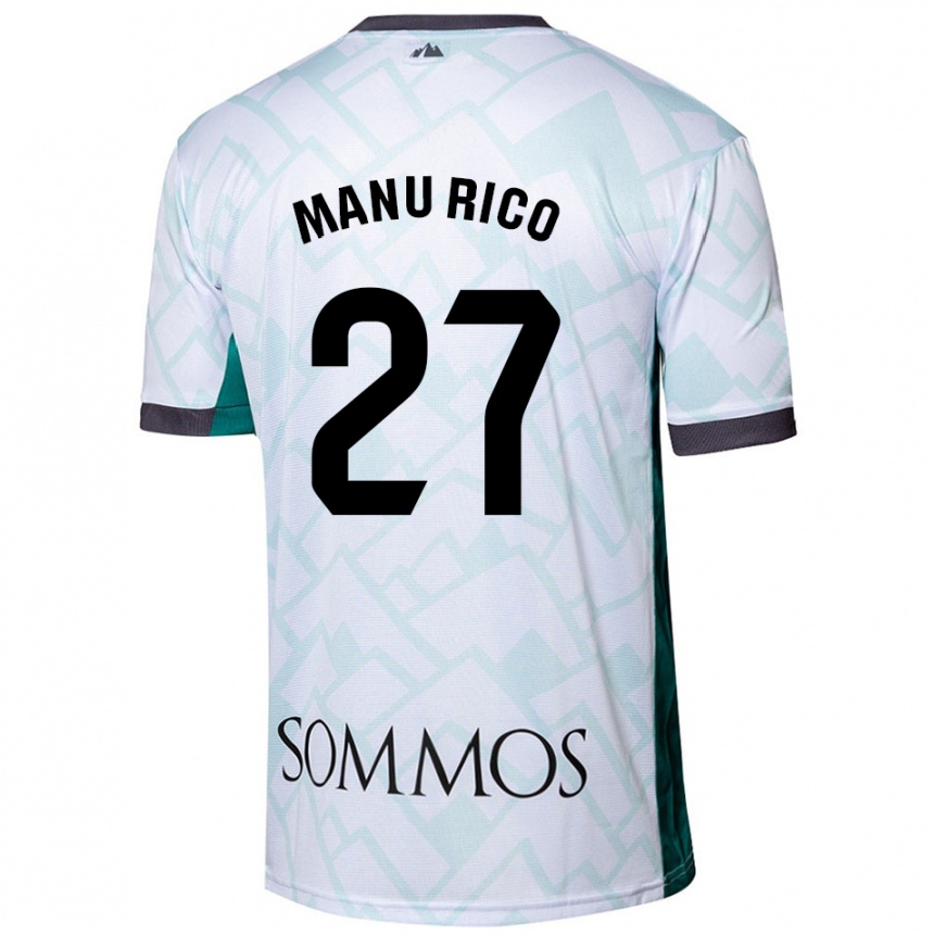 Kids Football Manu Rico #27 White Green Away Jersey 2024/25 T-Shirt Nz