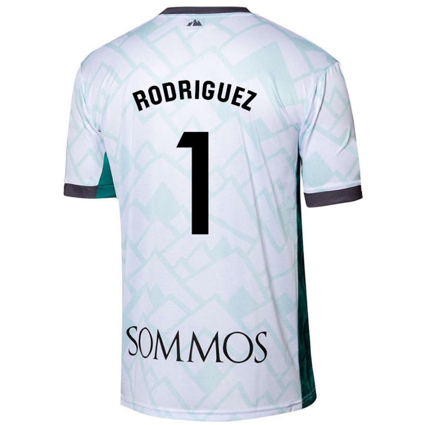 Kids Football Nuria Rodríguez #1 White Green Away Jersey 2024/25 T-Shirt Nz