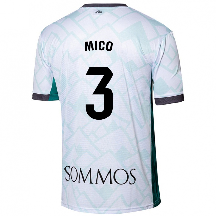 Kids Football Sara Micó #3 White Green Away Jersey 2024/25 T-Shirt Nz