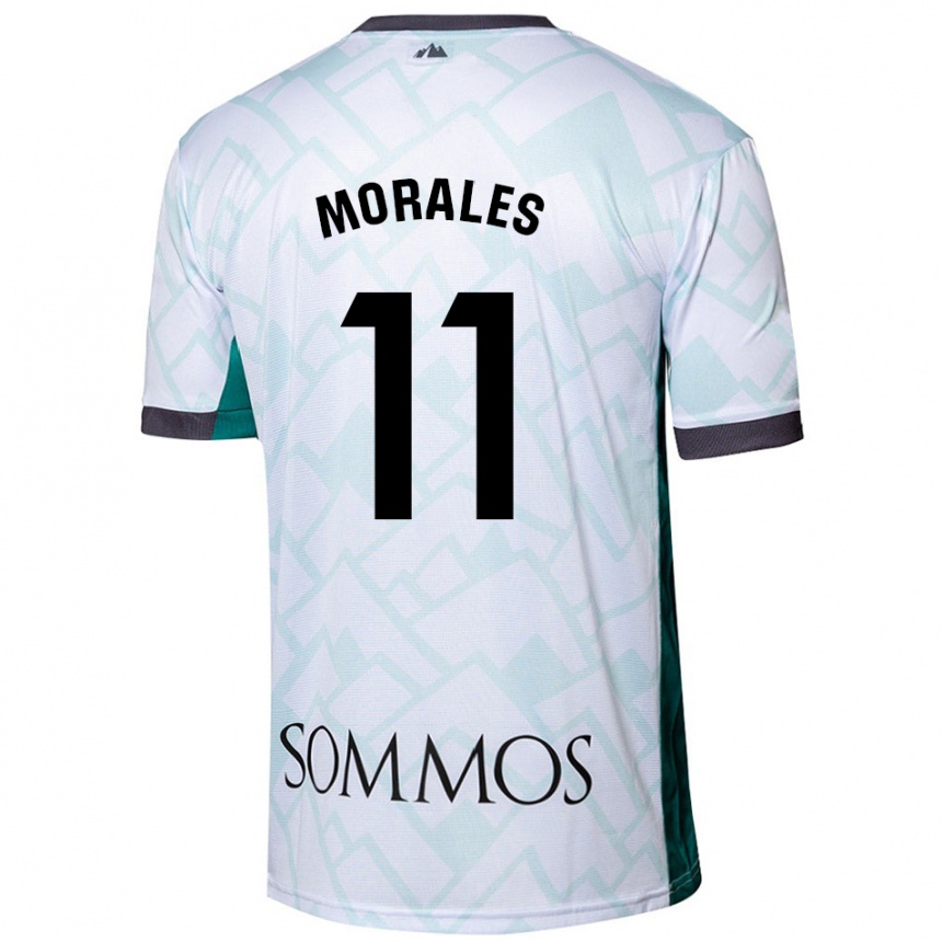 Kids Football Carolina Morales #11 White Green Away Jersey 2024/25 T-Shirt Nz