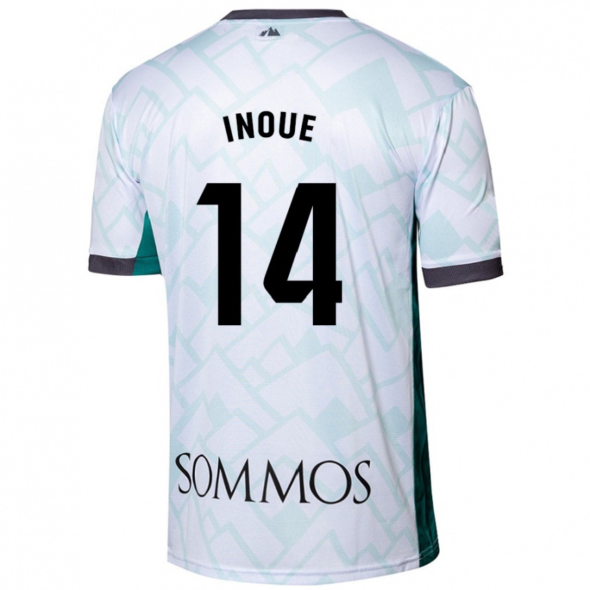 Kids Football Moe Inoue #14 White Green Away Jersey 2024/25 T-Shirt Nz