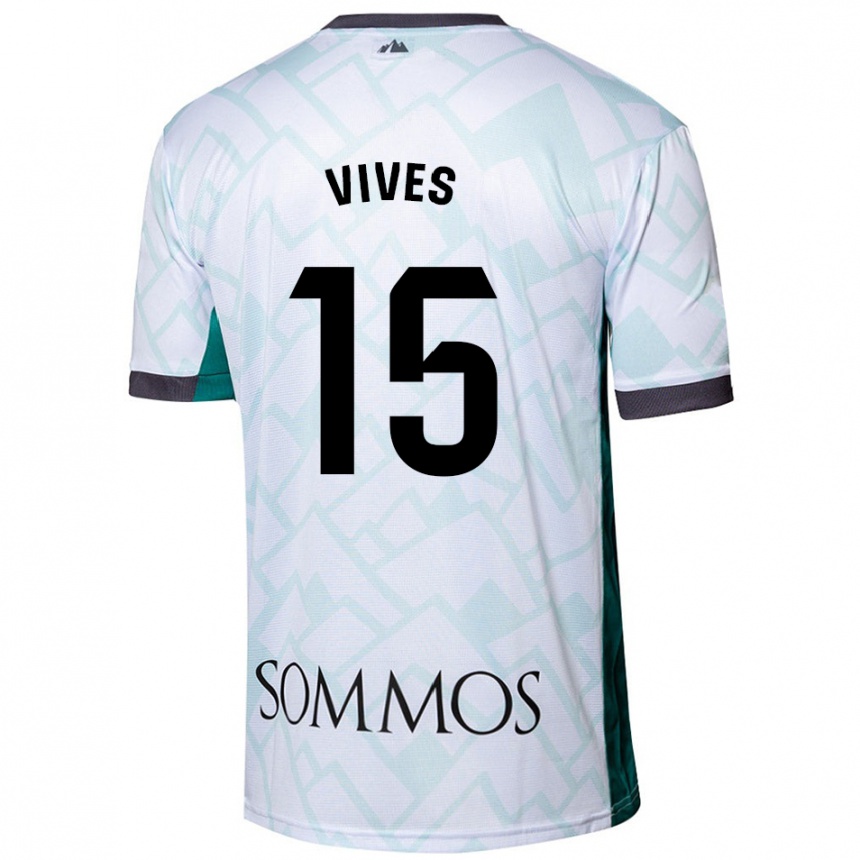 Kids Football Helena Vives #15 White Green Away Jersey 2024/25 T-Shirt Nz