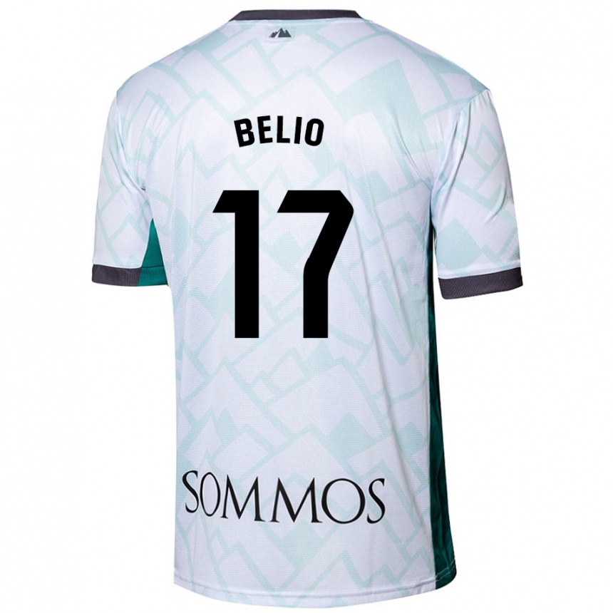 Kids Football Marta Belio #17 White Green Away Jersey 2024/25 T-Shirt Nz