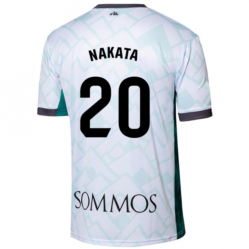 Kids Football Yuki Nakata #20 White Green Away Jersey 2024/25 T-Shirt Nz