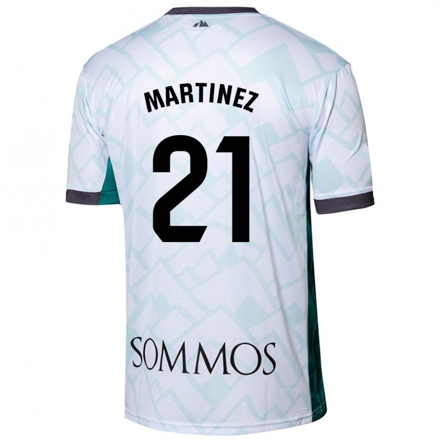 Kids Football Alejandra Martínez #21 White Green Away Jersey 2024/25 T-Shirt Nz