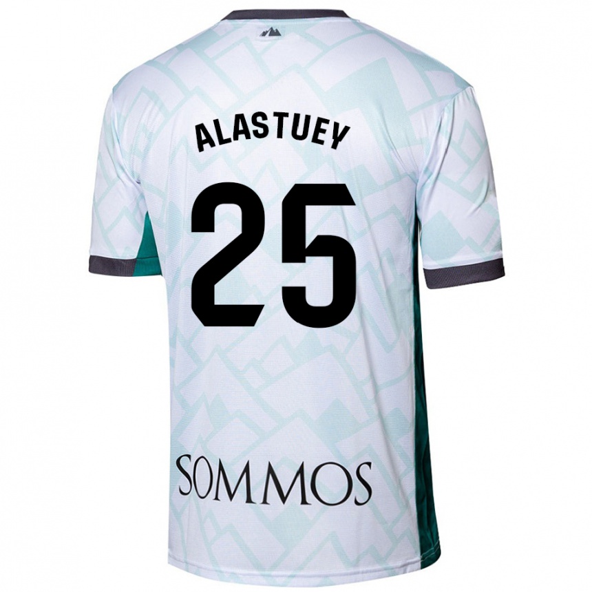 Kids Football Martina Alastuey #25 White Green Away Jersey 2024/25 T-Shirt Nz