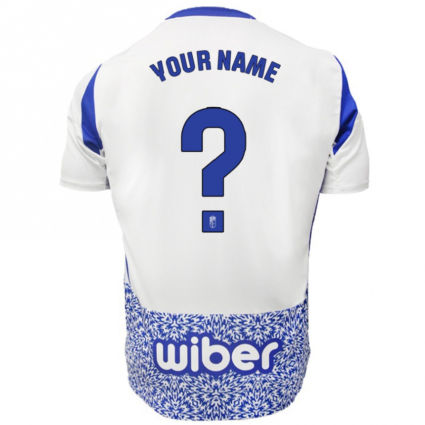 Kids Football Your Name #0 White Blue Away Jersey 2024/25 T-Shirt Nz