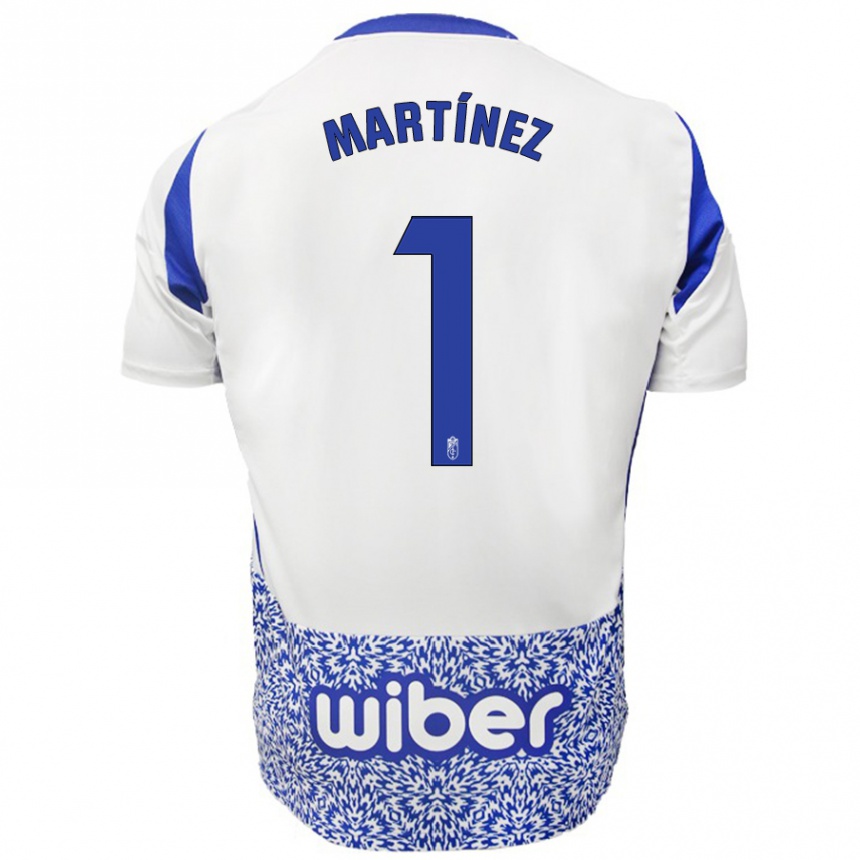 Kids Football Marc Martínez #1 White Blue Away Jersey 2024/25 T-Shirt Nz