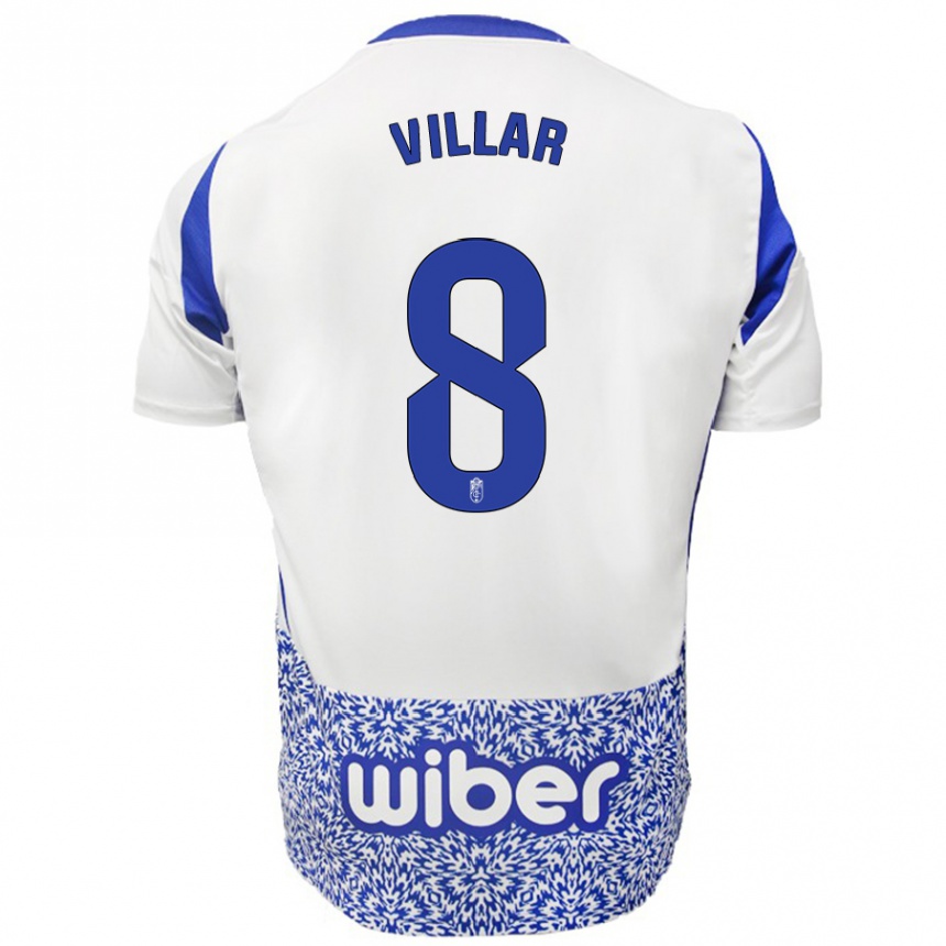 Kids Football Gonzalo Villar #8 White Blue Away Jersey 2024/25 T-Shirt Nz