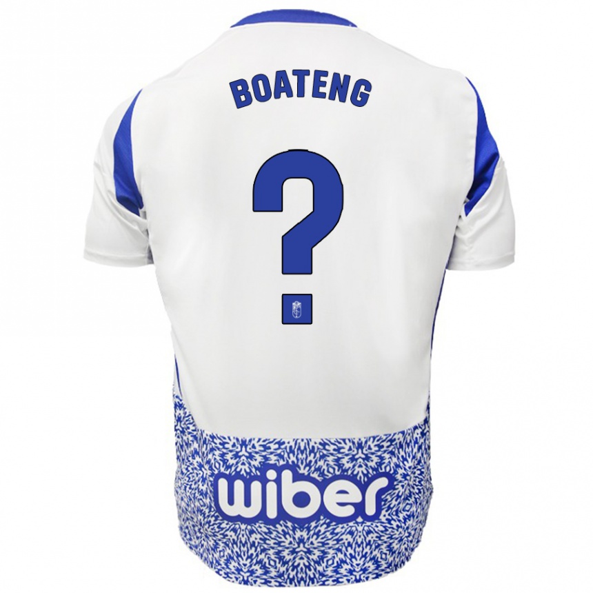 Kids Football Robin Boateng #0 White Blue Away Jersey 2024/25 T-Shirt Nz