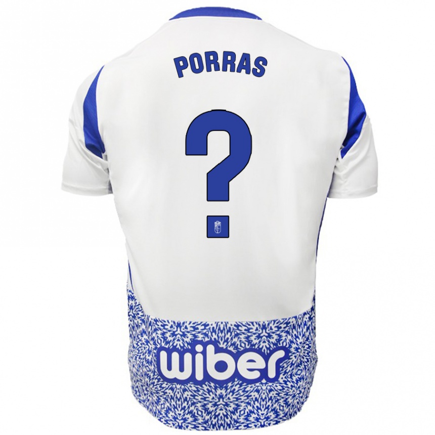 Kids Football Cristian Porras #0 White Blue Away Jersey 2024/25 T-Shirt Nz