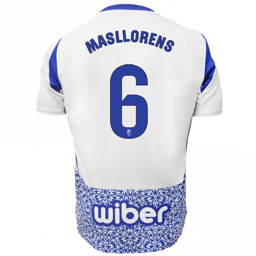 Kids Football José Masllorens #6 White Blue Away Jersey 2024/25 T-Shirt Nz