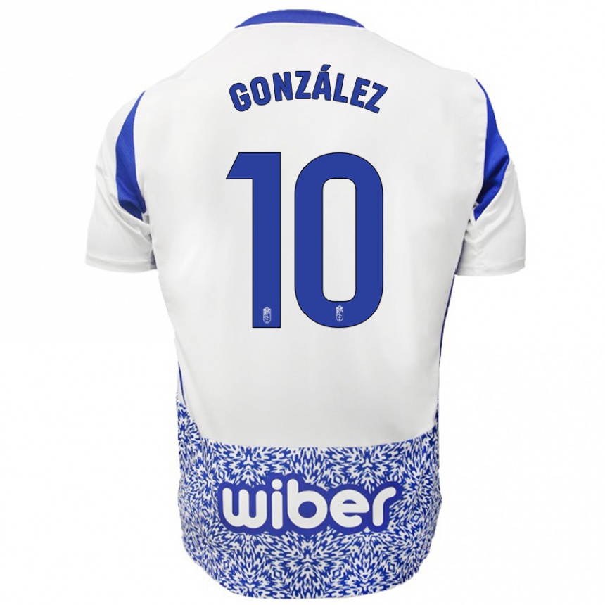 Kids Football Mario González #10 White Blue Away Jersey 2024/25 T-Shirt Nz