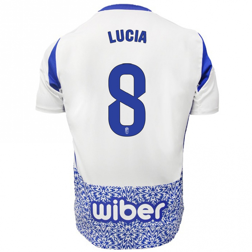 Kids Football Lucía Martínez #8 White Blue Away Jersey 2024/25 T-Shirt Nz