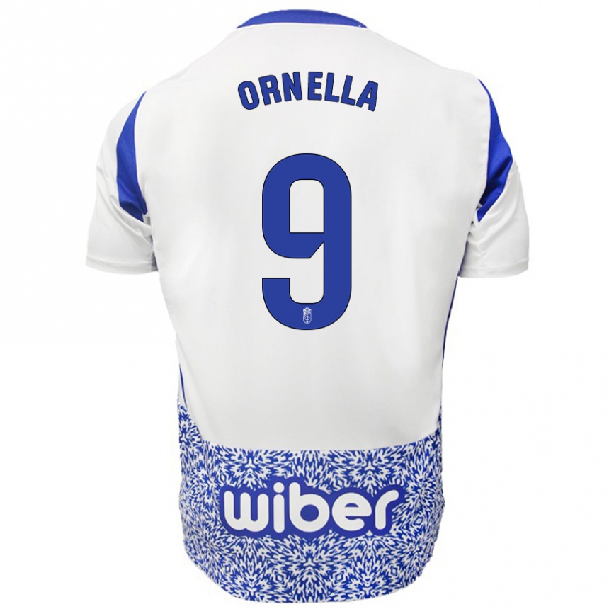 Kids Football Ornella María Vignola Cabot #9 White Blue Away Jersey 2024/25 T-Shirt Nz