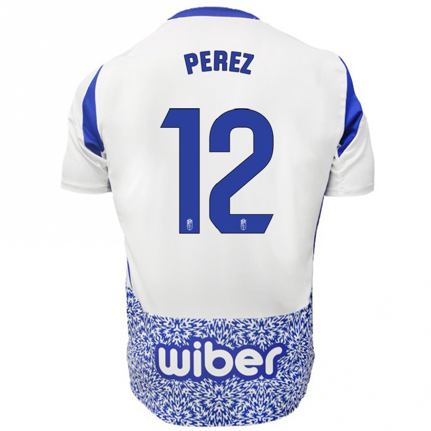 Kids Football Alba Pérez #12 White Blue Away Jersey 2024/25 T-Shirt Nz