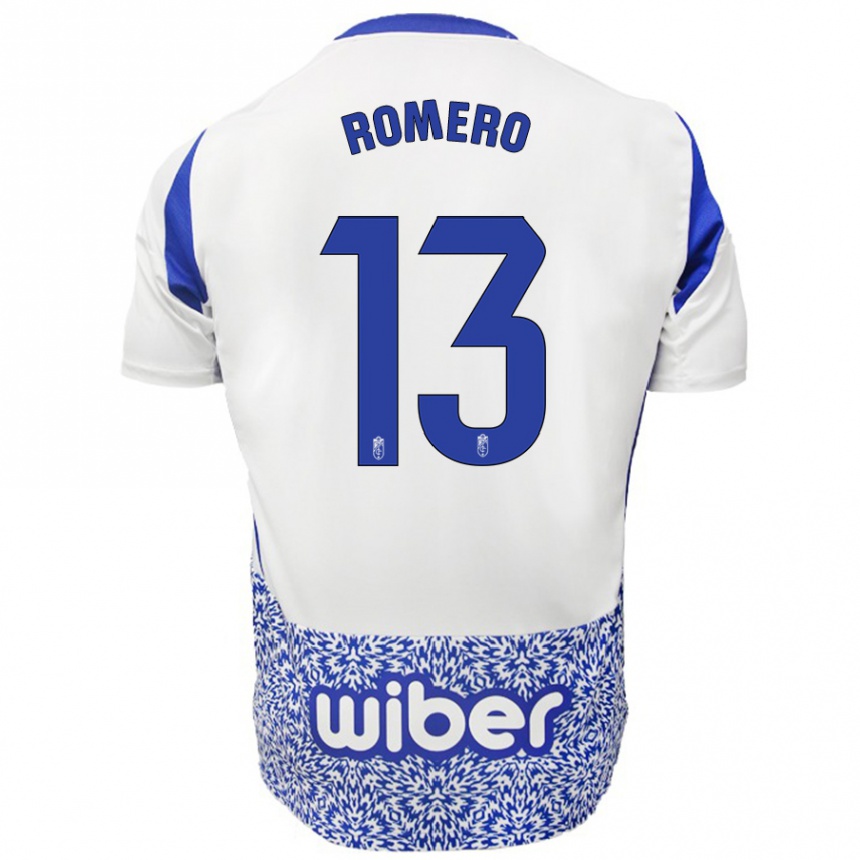 Kids Football Andrea Romero #13 White Blue Away Jersey 2024/25 T-Shirt Nz