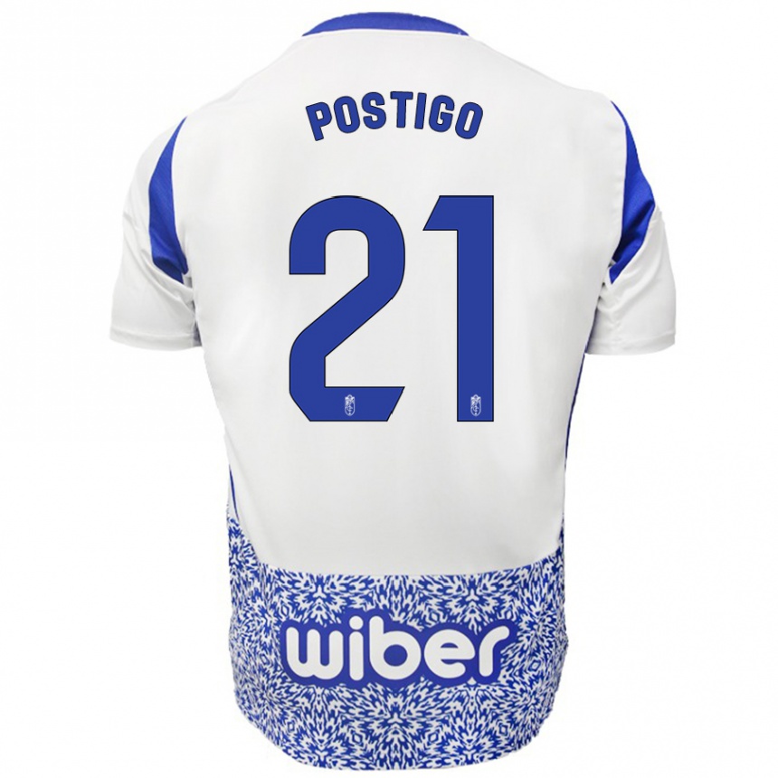 Kids Football Postigo #21 White Blue Away Jersey 2024/25 T-Shirt Nz