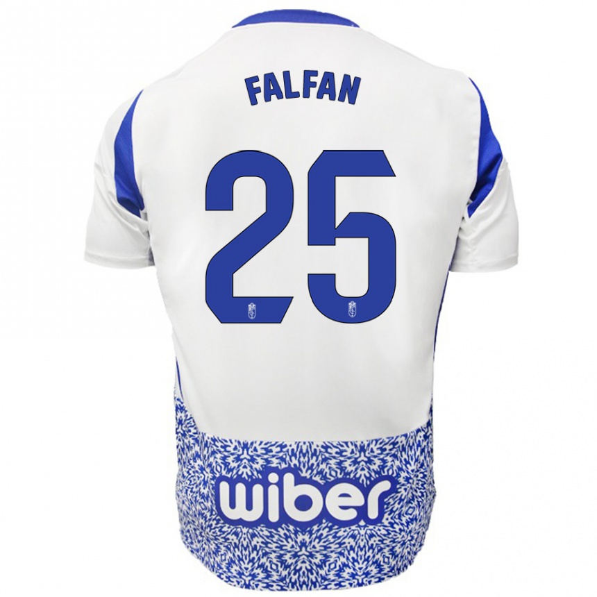 Kids Football Daiana Falfán #25 White Blue Away Jersey 2024/25 T-Shirt Nz