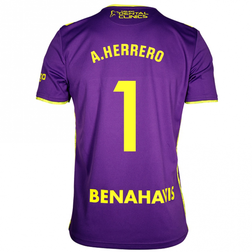 Kids Football Alfonso Herrero #1 Purple Yellow Away Jersey 2024/25 T-Shirt Nz