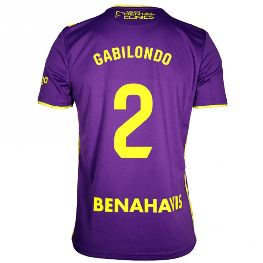 Kids Football Jokin Gabilondo #2 Purple Yellow Away Jersey 2024/25 T-Shirt Nz